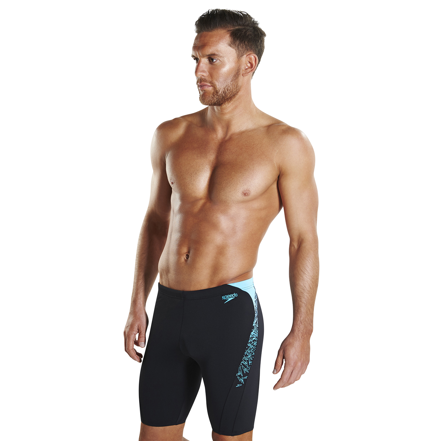 Speedo Boom Splice Jammer Men Black Turquoise Run Charlie