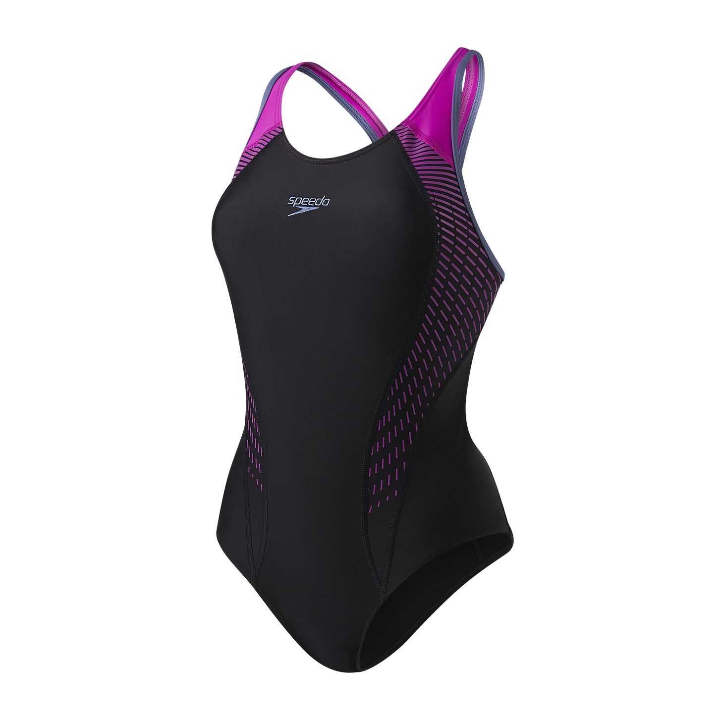 Speedo Ladies Fit Laneback Swimsuit Black Diva Run Charlie