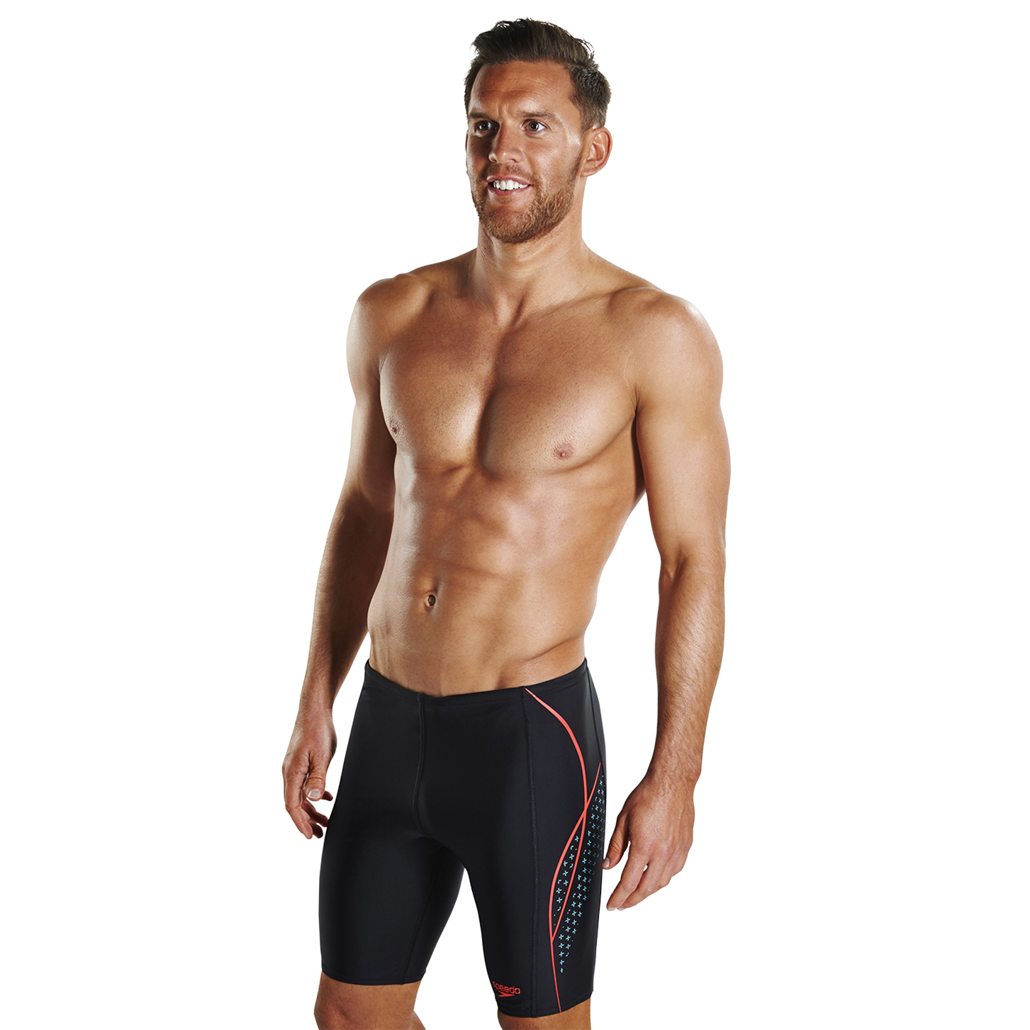 Speedo Placement Panel Jammer Mens Black Blue Run Charlie