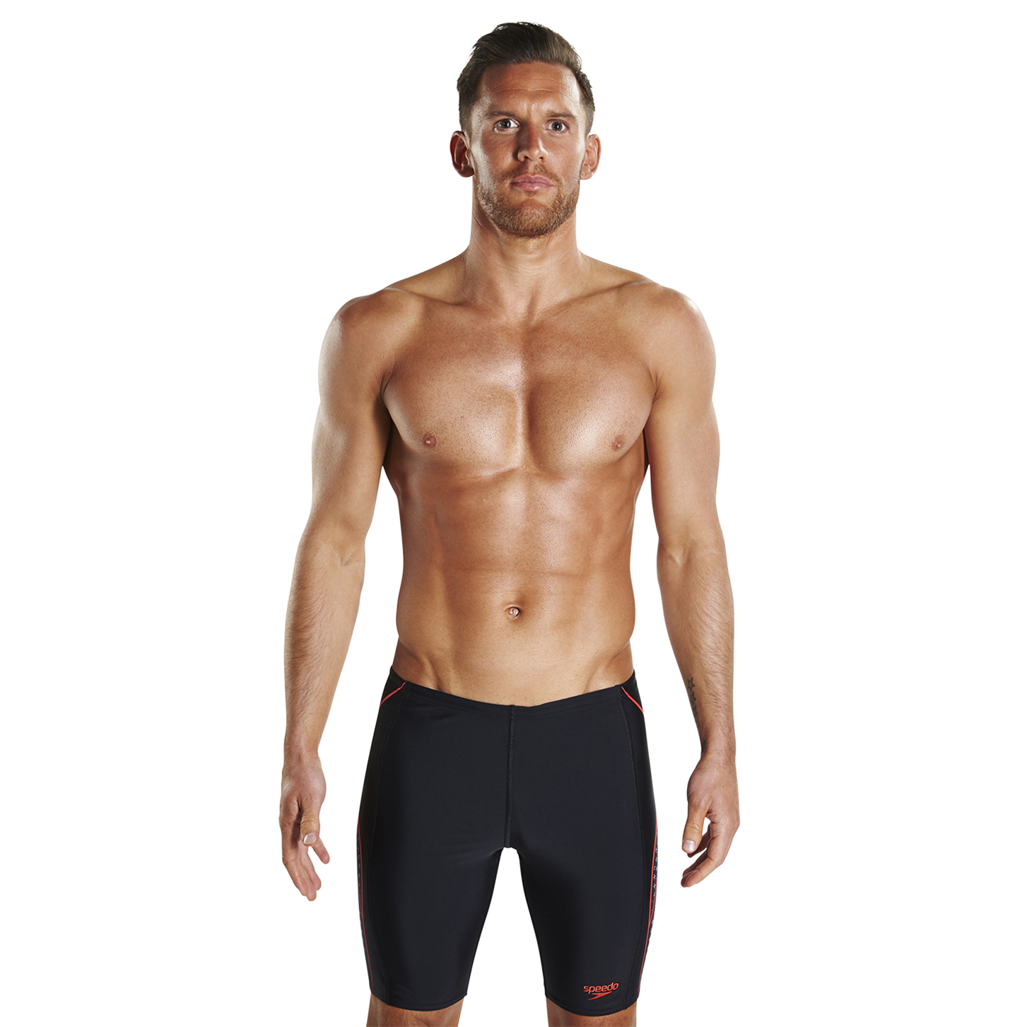 Speedo Placement Panel Jammer Mens Black Blue Run Charlie
