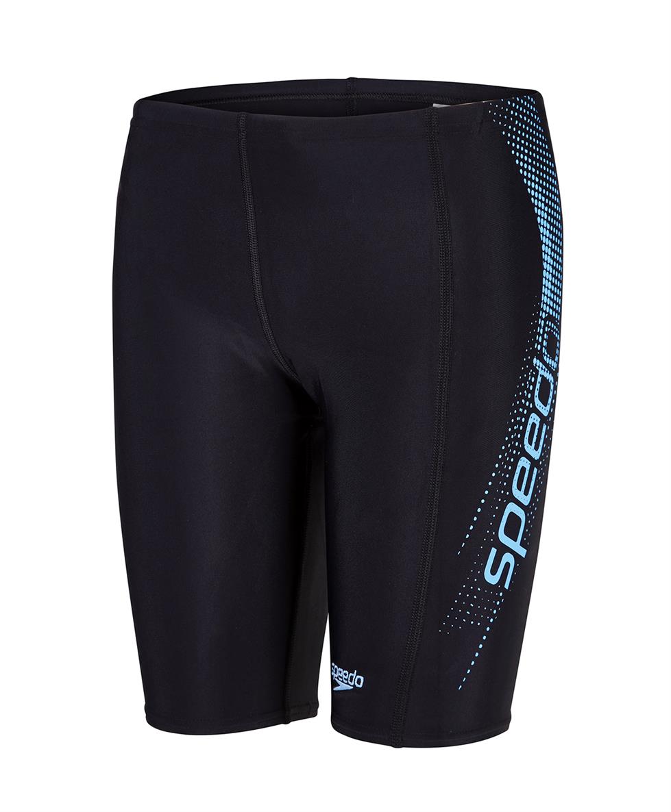 Speedo Boy's Sports Logo Panel Jammers Swim Shorts Black Blue - Run Charlie