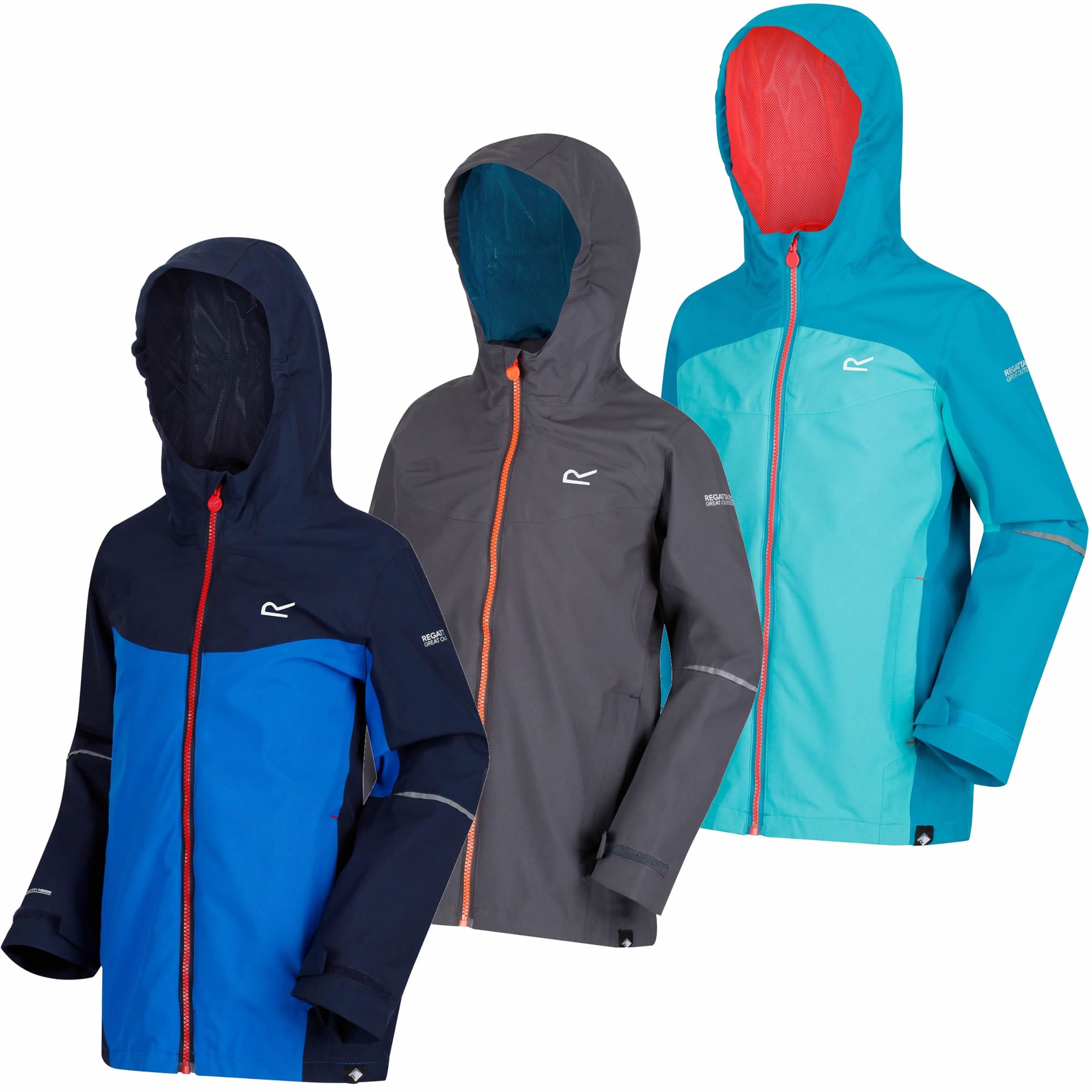 Regatta Boys Deviate II Waterproof Jacket Top Blue Green Sports Outdoors 