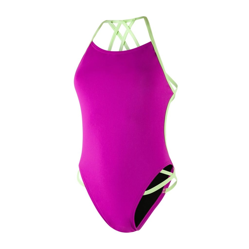 Speedo Neon Freestyler Swimsuit Neon Orchid Bright Zest Run Charlie