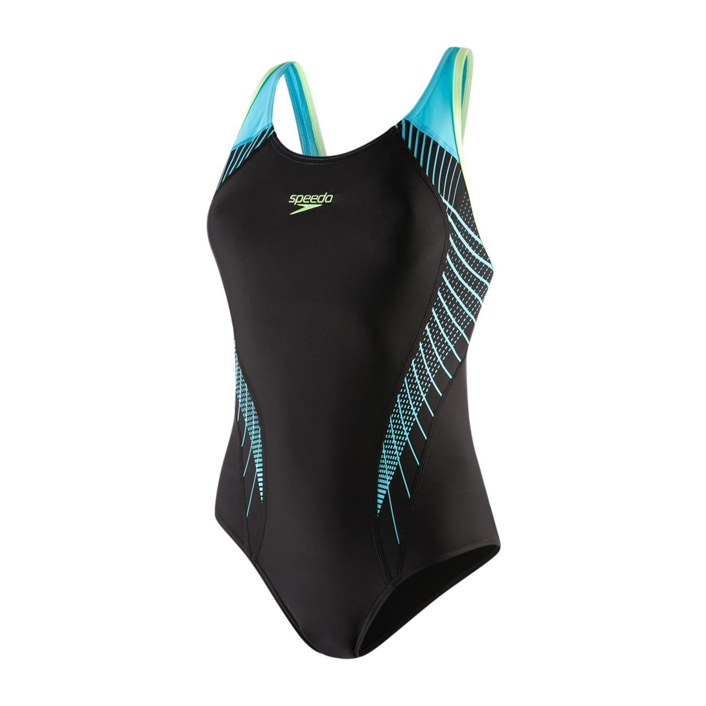 Speedo Ladies Fit Laneback Swimsuit Black Aquasplash Run Charlie