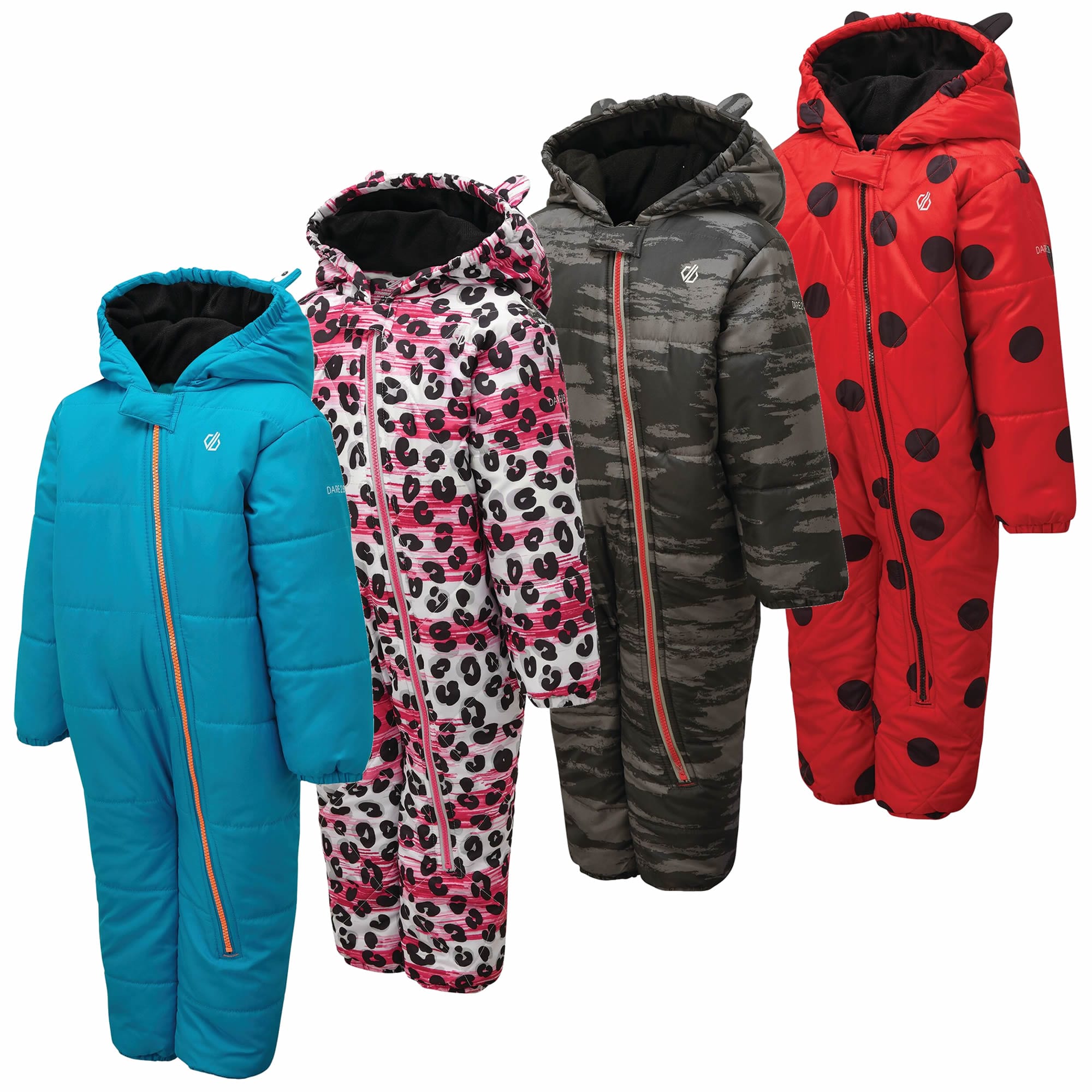 Dare 2B Bambino Waterproof & Breathable High Insulated Hooded Character Rain & Snowsuit with Side Leg Access And Integrated Snow Gaiters Salopette 