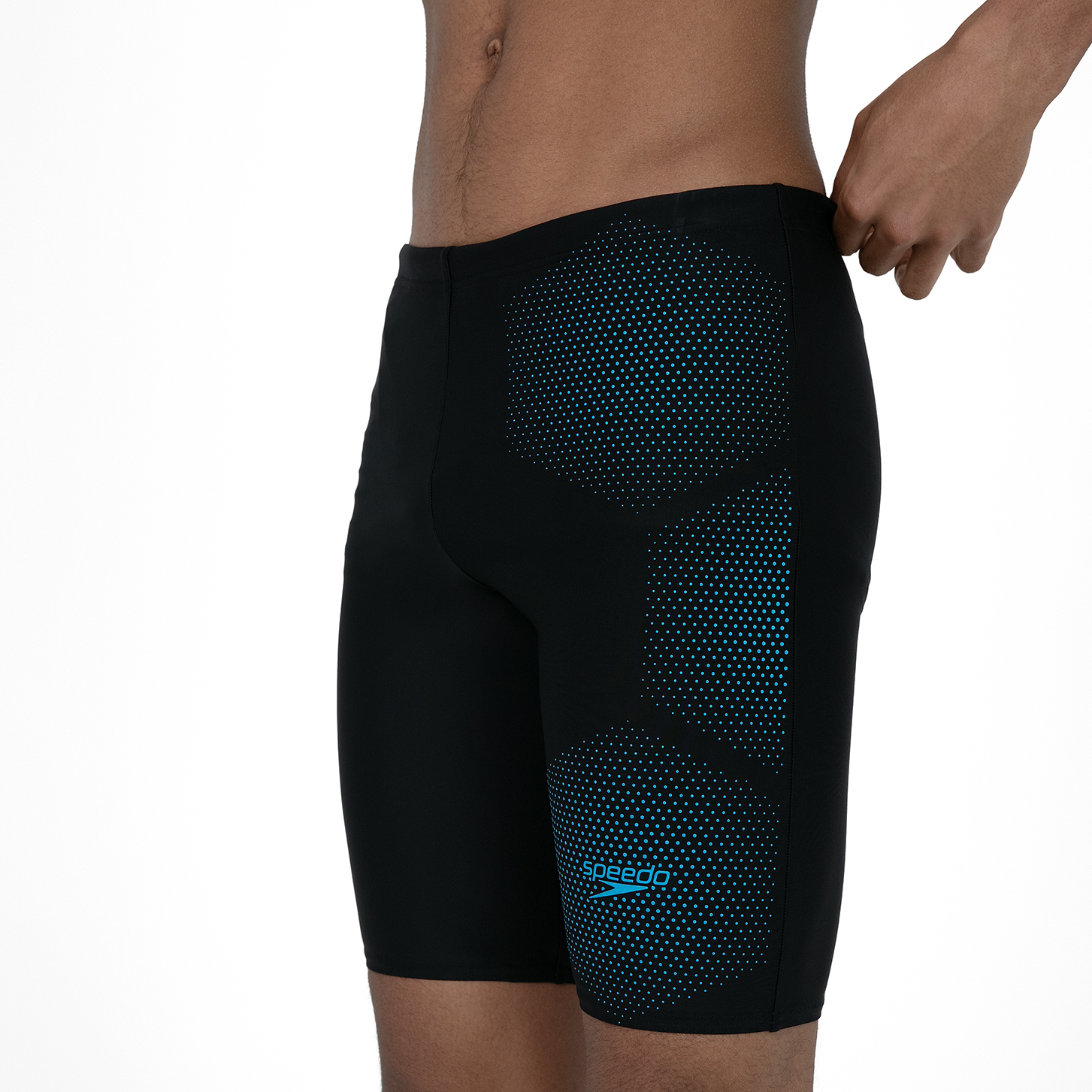 Speedo Tech Placement Mens Jammer Black/Blue Run Charlie