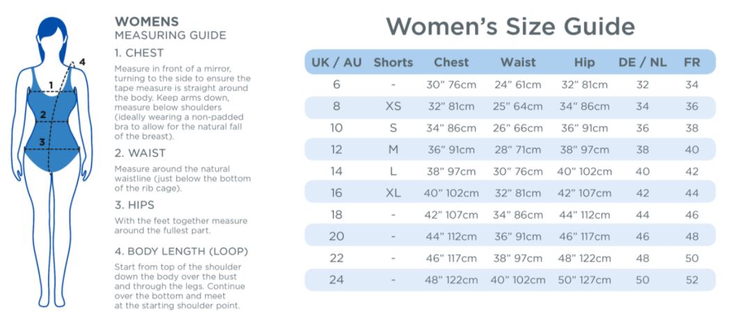 Zoggs Size Guide