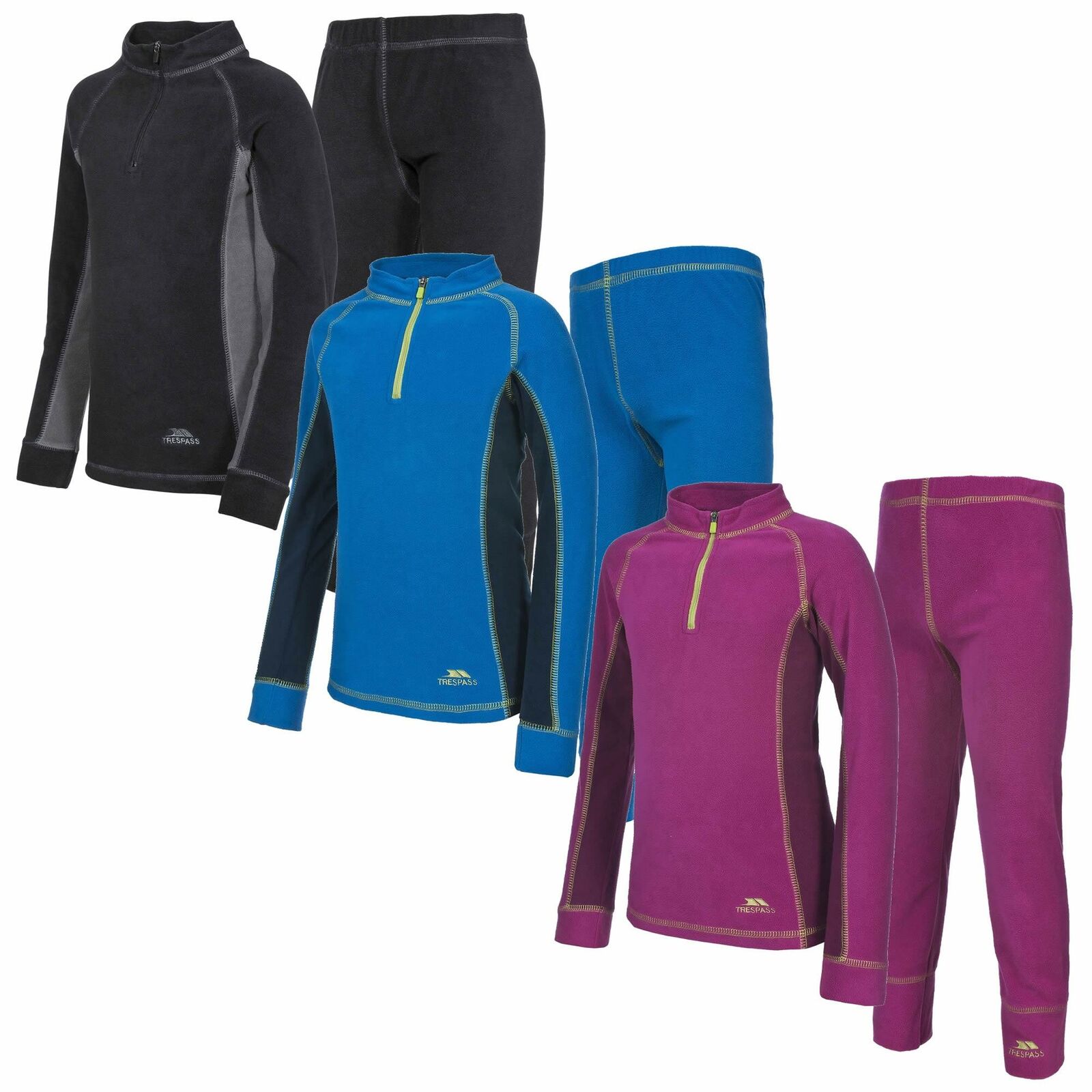 Trespass Bubbles Kids Fleece Base Layer Set Run Charlie