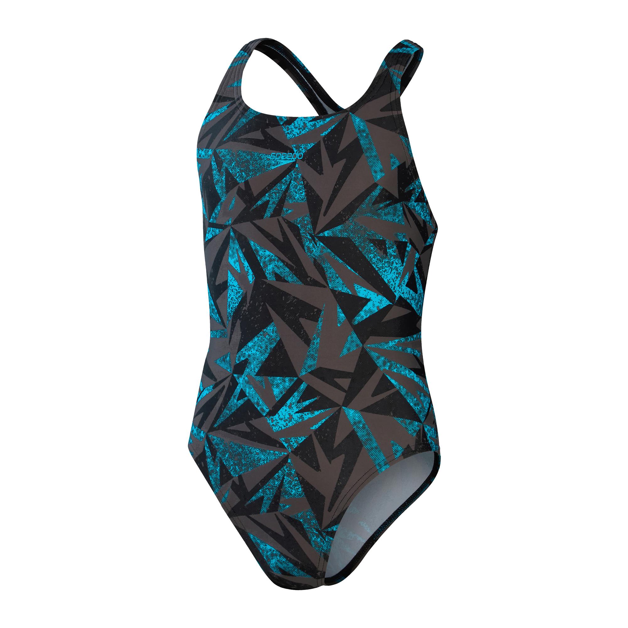 Speedo Hyper Boom Allover Girls Medalist Swimsuit Run Charlie